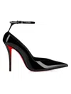 Christian Louboutin Black Patent Leather Erozee Pumps With Ankle Strap In Black