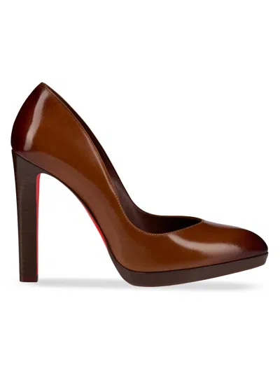 Christian Louboutin Women's Fannylove Alta 120mm Leather Pumps In Brown