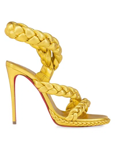 Christian Louboutin Women's  X Idris Elba Fatima 120mm Iridescent Leather Sandals In Gold