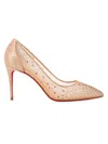 Christian Louboutin Follies Crystal Embellished Mesh Pointed Toe Pump In Pink