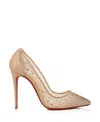 Christian Louboutin Womens Version Light Silk Follies Strass 100 Suede/calf Mesh Pumps Eur 37 / 4 Uk In Multi