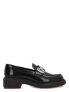 Christian Louboutin Chunky Rubber Sole Loafers With Metal Hardware In Black