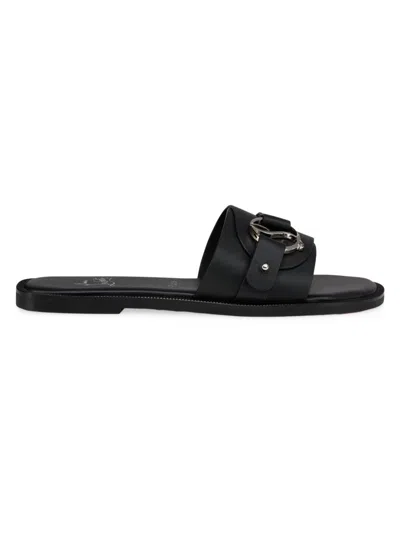 Christian Louboutin Her In Roma Leather Slide Sandals In Black