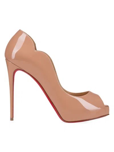 Christian Louboutin Women's Hot Chick Alta 120mm Patent Leather Pumps In Beige