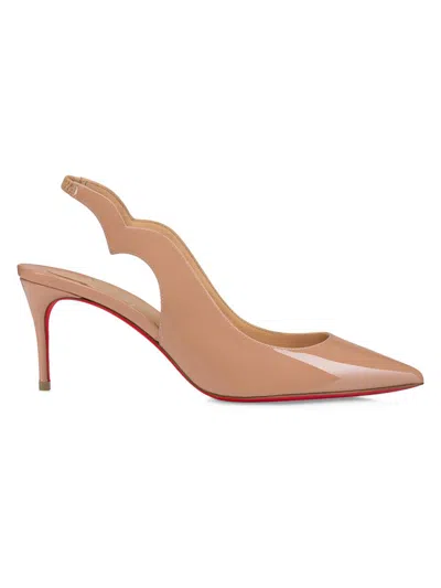 Christian Louboutin Women's Hot Chick Sling 70mm Patent Leather Pumps In Gold