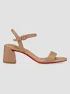 Christian Louboutin 55mm Miss Jane Block-heel Strappy Sandals In Brown