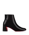 Christian Louboutin Turela Leather Side-zip Red Sole Booties In Black