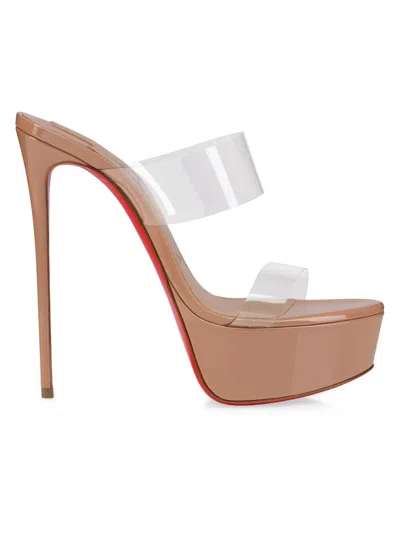 Christian Louboutin Women's Just Nothing Alta 150mm Patent Leather Sandal Heels In Brown