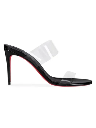 Christian Louboutin Just Nothing Clear Red Sole Slide Sandals In Transparent/bla