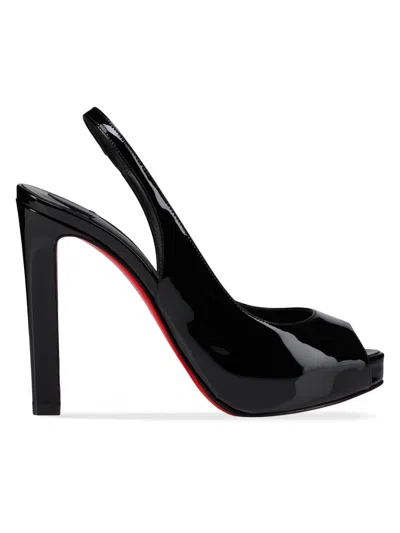 Christian Louboutin 120mm Lady Fanny Patent Leather Peep-toe Pumps In Black