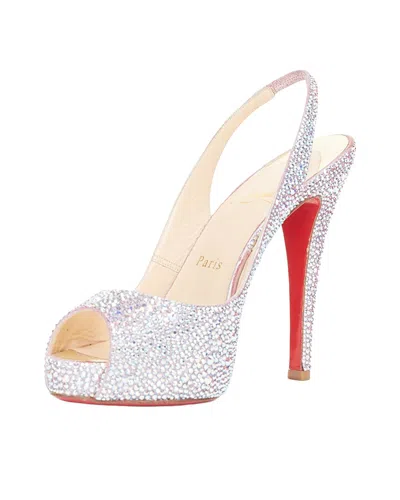 Pre-owned Christian Louboutin Women's Lana Vergine Very Prive Strass 120 Crystal  Slingback Pump (authentic Pr