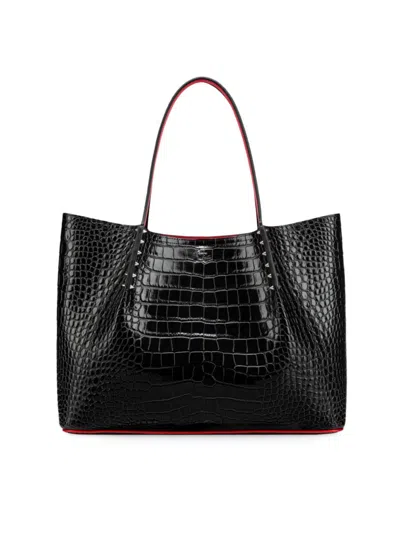 Christian Louboutin Women's Large Cabarock Crocodile-embossed Leather Tote In Black