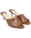 Christian Louboutin Women's Leather Croc Embossed East Mule (authentic Pre-loved) In Animal Print