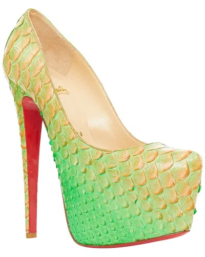 Christian Louboutin Women's Leather Daffodile Menthe Ombre Scale Platform Heel  (authentic Pre-loved In Green
