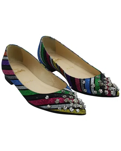 Christian Louboutin Women's Leather Drama Stripe Studded Flat (authentic Pre-  Loved) In Multi