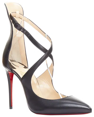 Pre-owned Christian Louboutin Women's Leather Marlenarock 100 Calfskin Cross Strap Pumps  (authentic Pre-loved