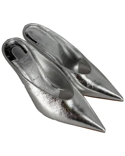Pre-owned Christian Louboutin Women's Leather Miss Z 80 Metallic Mule (authentic Pre-  Loved)