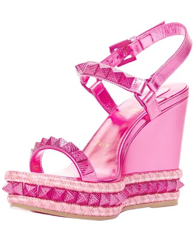 Pre-owned Christian Louboutin Women's Leather Pyraclou 110 Platform Wedge (authentic  Pre-loved)