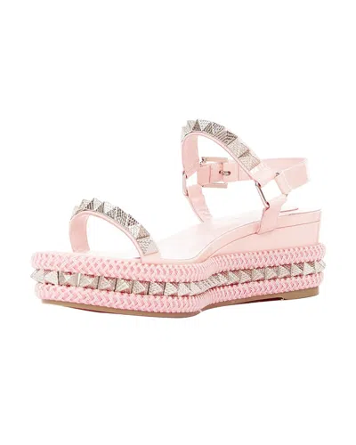 Pre-owned Christian Louboutin Women's Leather Pyraclou 60 Poupee Spikes Platform Wedge  (authentic Pre-loved)