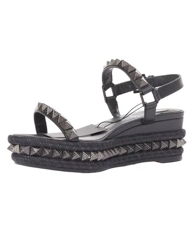 Pre-owned Christian Louboutin Women's Leather Pyraclou 60 Spikes Platform Wedge  (authentic Pre-loved)