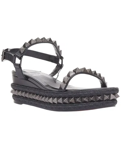 Pre-owned Christian Louboutin Women's Leather Pyraclou 60 Spikes Platform Wedge  (authentic Pre-loved)