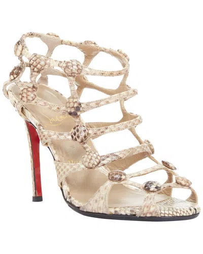 Pre-owned Christian Louboutin Women's Leather Scaled Leather Cage Gladiator Sandal  (authentic Pre-loved)