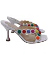 Christian Louboutin Women's Leather Smarta 85 Cross-strapped With Pom Pom Dots  Sandal (authentic Pr