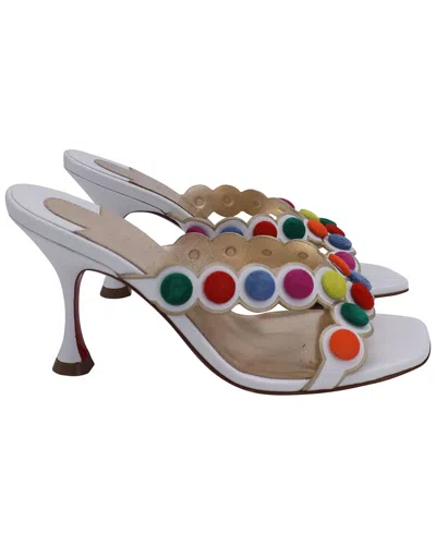 Christian Louboutin Women's Leather Smarta 85 Cross-strapped With Pom Pom Dots  Sandal (authentic Pr