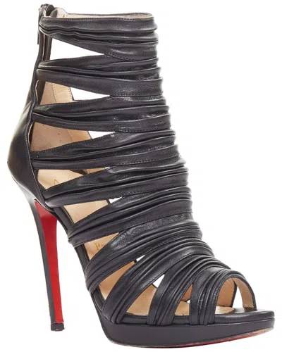Pre-owned Christian Louboutin Women's Leather Tinazata 120 Strappy Caged Gladiator  Sandals (authentic Pre-lov