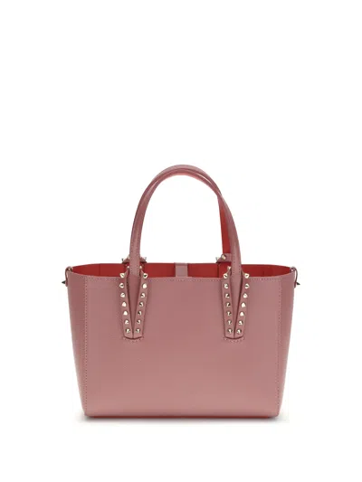 Christian Louboutin Women Leather Tote Bag With Spikes In Pink