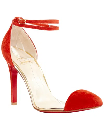 Pre-owned Christian Louboutin Women's Leather Un Bout 100 Veau Velours Mandarin Pump  (authentic Pre-loved)