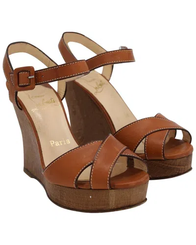 Christian Louboutin Women's Leather Wedge Heel Sandal (authentic Pre-loved) In Brown