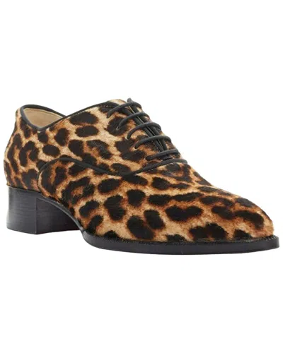 Christian Louboutin Women's Leather Zazou Leopard Print Calfskin Point Toe  Laced Brogue Eu36 (authe In Multi