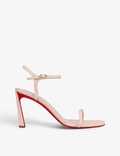 Christian Louboutin Condora 85 Leather Heeled Sandals In Leche/lin Leche