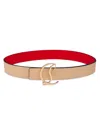 Christian Louboutin Logo Buckle Leather Belt In Leche