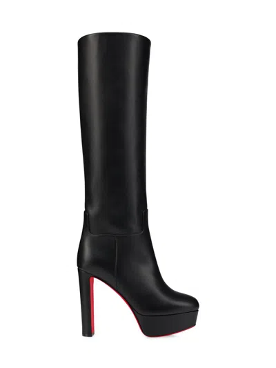 Christian Louboutin Women's Loo Botta Alta 130mm Leather Boots In Black