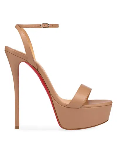 Christian Louboutin Women's Loubi Queen Alta 150mm Leather Platform Sandals In Brown
