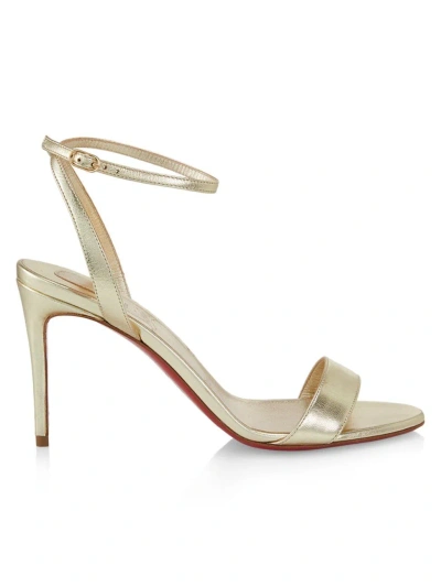 Christian Louboutin Loubigirl 100 Metallic-leather Heeled Sandals In Gold