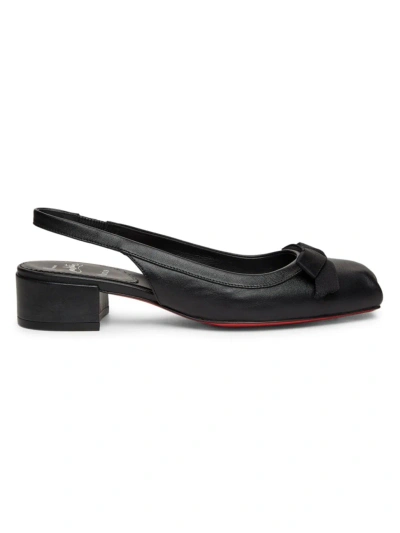 Christian Louboutin Women's Mamaflirt 30mm Leather Slingback Pumps In Black