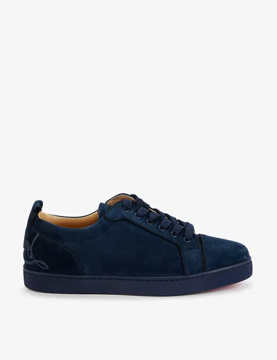 Christian Louboutin Mens Marine Fun Louis Junior Suede Trainers In Navy