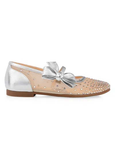 Christian Louboutin Little Girl's & Girl's Melodie Strass Ballet Flats In Silver