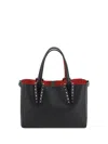 Christian Louboutin Cabata Mini Tote Bag In Leather With Spikes In Black