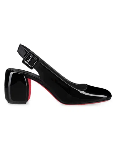 Christian Louboutin Women's Minny 70mm Patent Leather Slingback Pumps In Black