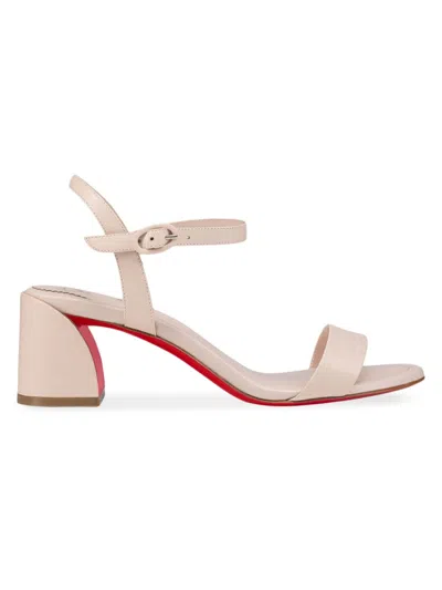 Christian Louboutin Womens Leche Miss Sabina Patent-leather Heeled Sandals In Cream