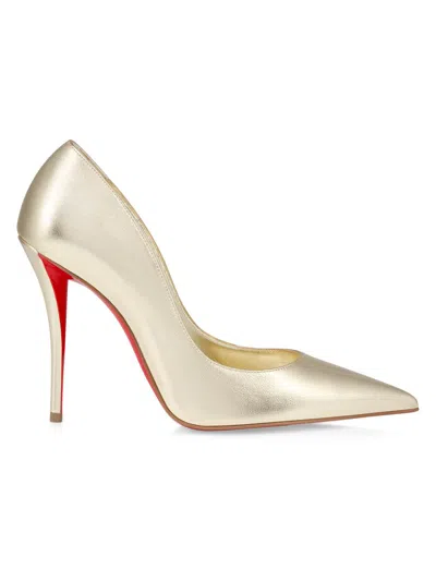 Christian Louboutin Women's Miss Z 100mm Leather Pumps In Gold