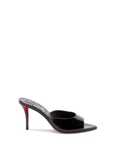 Christian Louboutin Miss Z Patent Red Sole Mule Sandals In Black