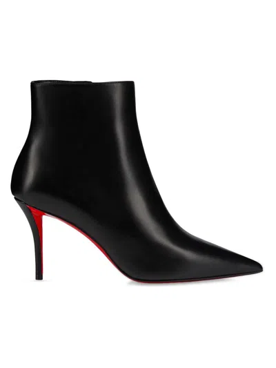 Christian Louboutin 80mm Miss Z Leather Booties In Black
