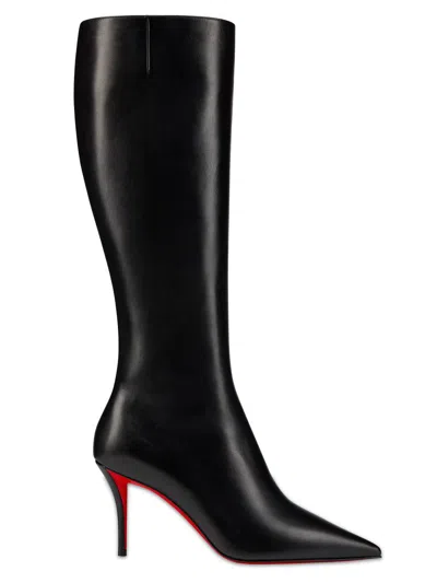Christian Louboutin Women's Miss Z Botta 80mm Leather Knee High Boots In Black