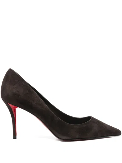 Christian Louboutin Stylish Pointed Toe Suede Pumps In Brown