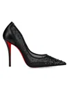 Christian Louboutin Miss Z Degrastrass Perla Mesh Nylon Pumps With Rhinestones In Black